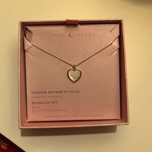 Luna Norte Gold Heart Necklace with Mother of Pearl